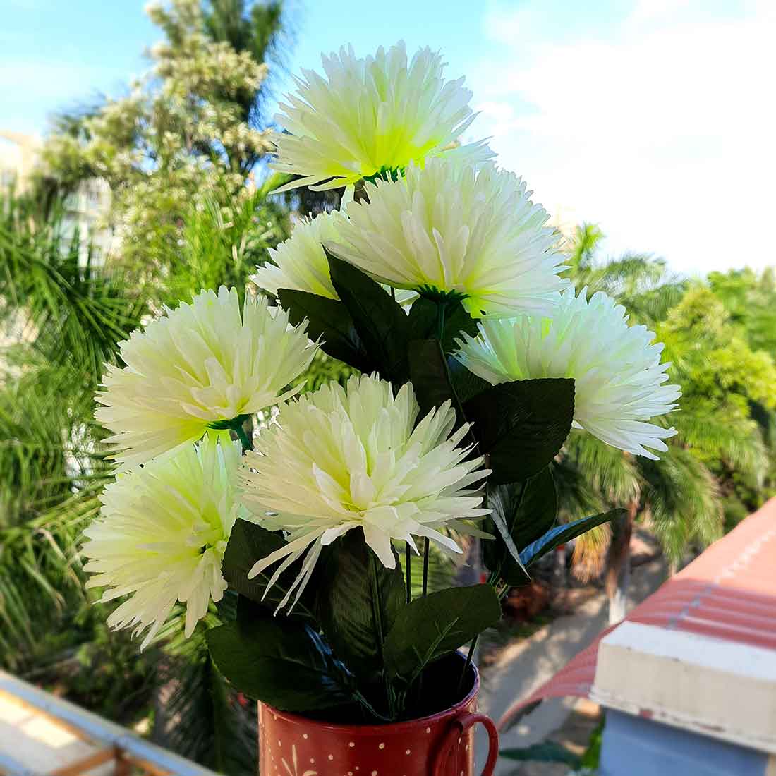 Artificial Flowers Bunch- Apkamart #color_White