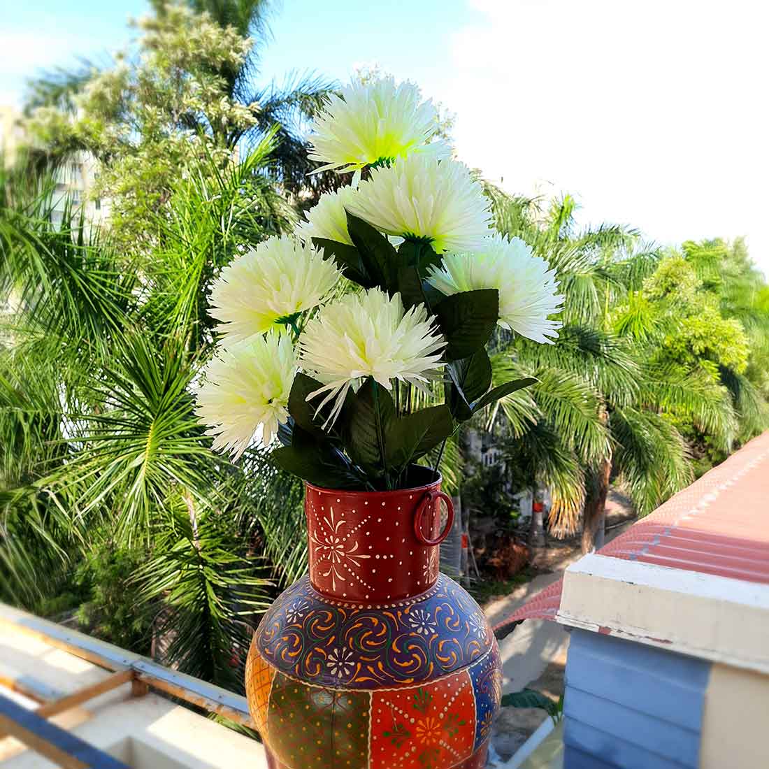 Artificial Flowers Bunch- Apkamart #color_White