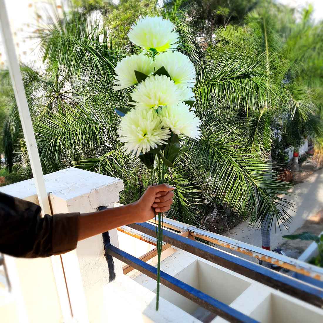 Artificial Flowers Bunch- Apkamart #color_White