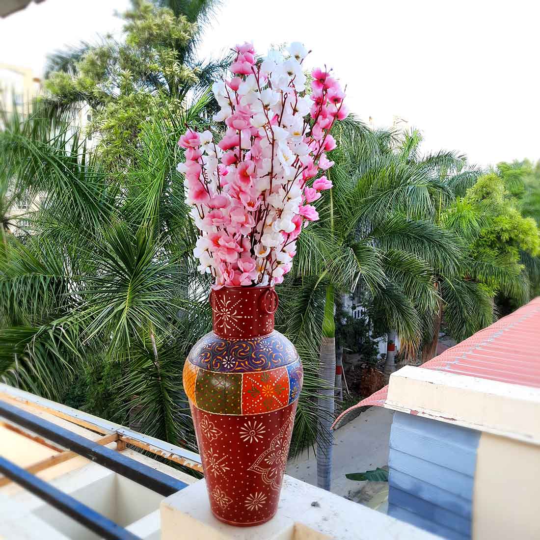 Artificial Flowers Bunch- Apkamart #color_White & Pink