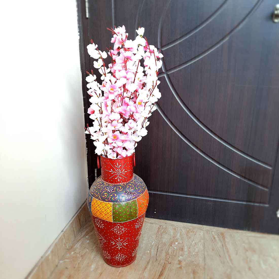 Artificial Flowers Bunch- Apkamart #color_White & Pink