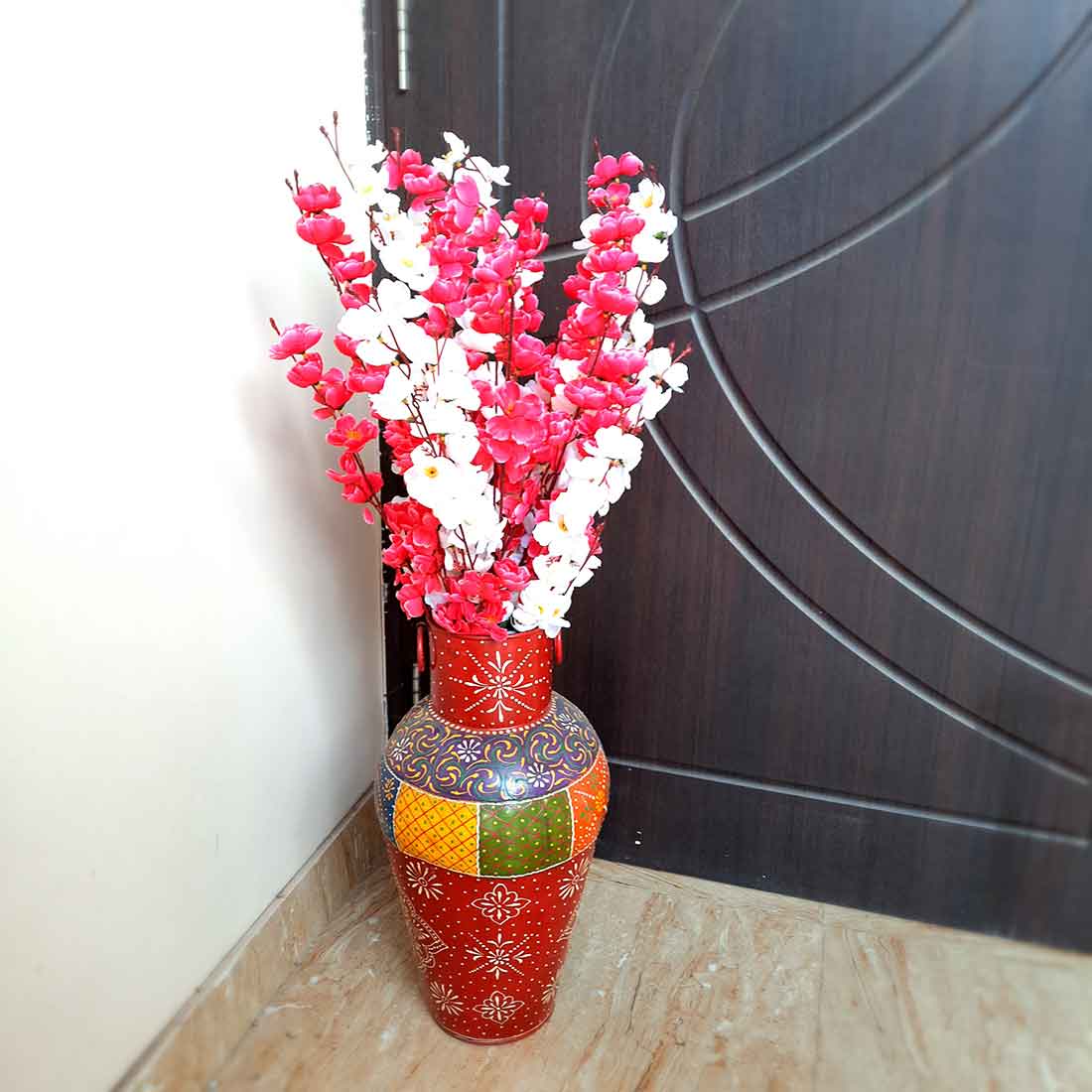 Artificial Flowers Bunch- Apkamart #color_White & Dark Pink