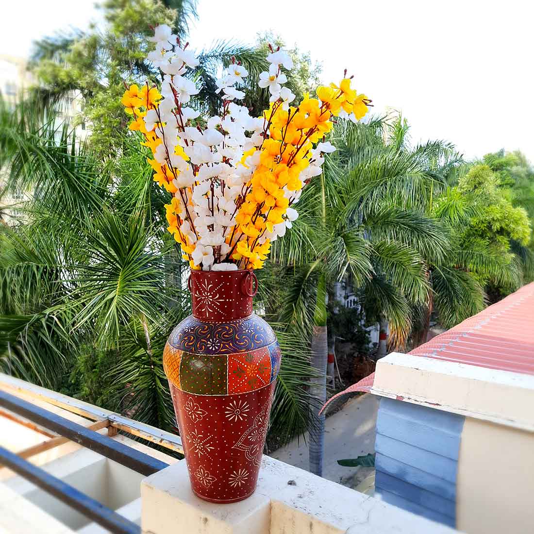 Artificial Flowers Bunch- Apkamart #color_White & Yellow