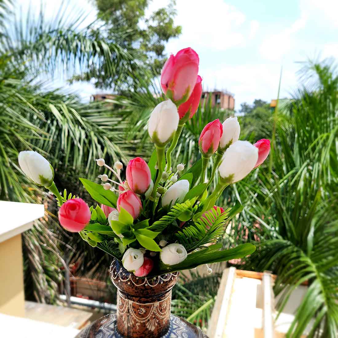 Artificial Flower Bunch- Apkamart #color_Light Pink