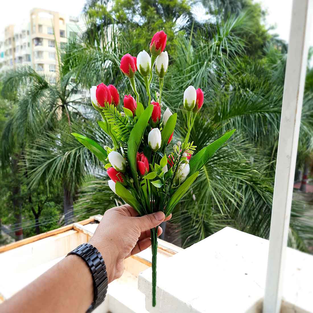 Artificial Flower Bunch- Apkamart #color_Dark Pink