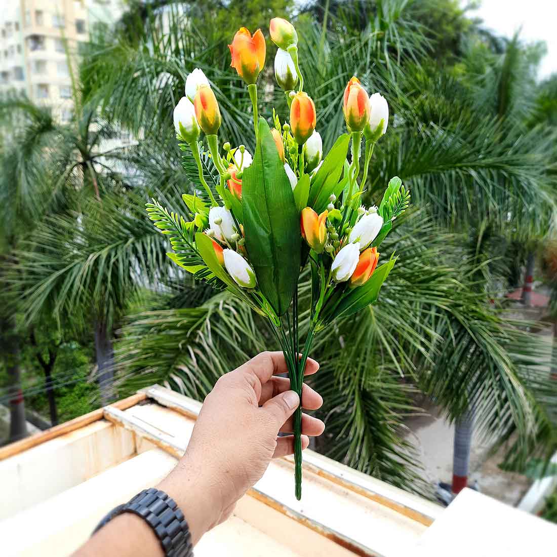 Artificial Flower Bunch- Apkamart #color_Orange