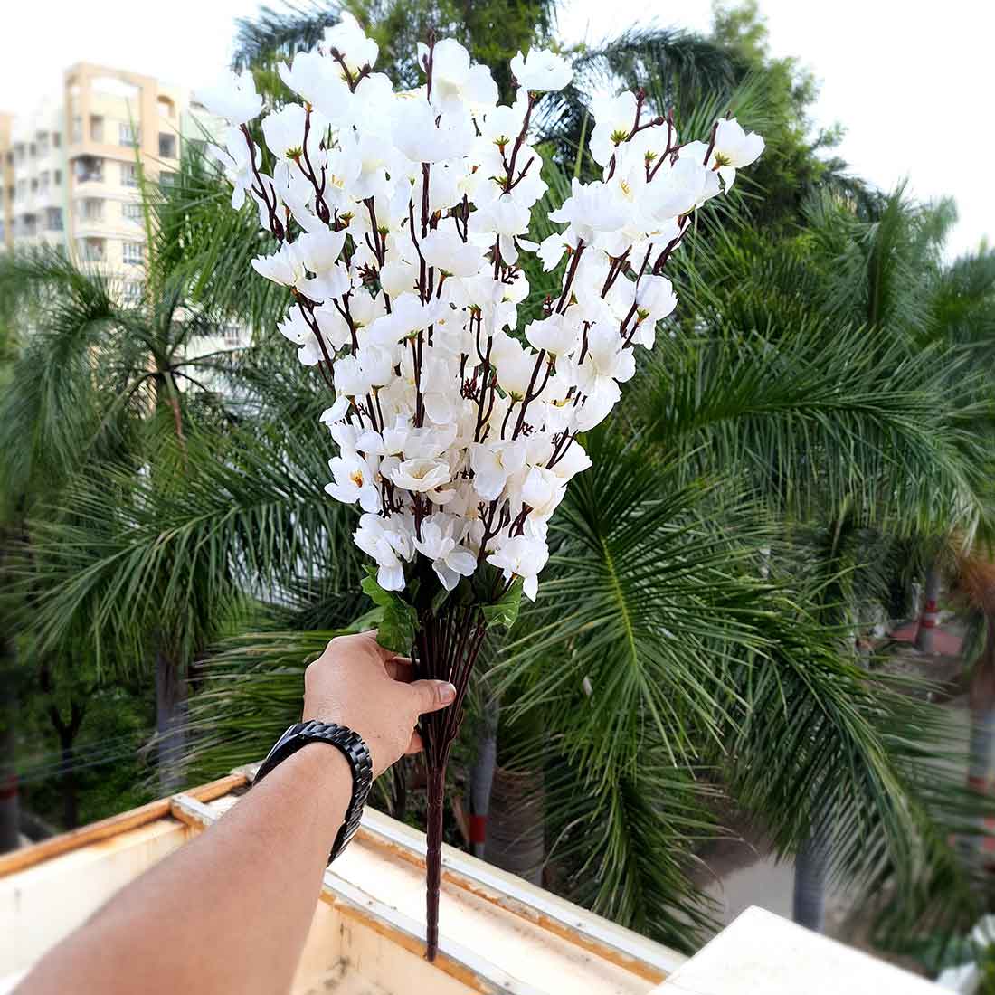 Artificial Flowers Bunch- Apkamart #color_White