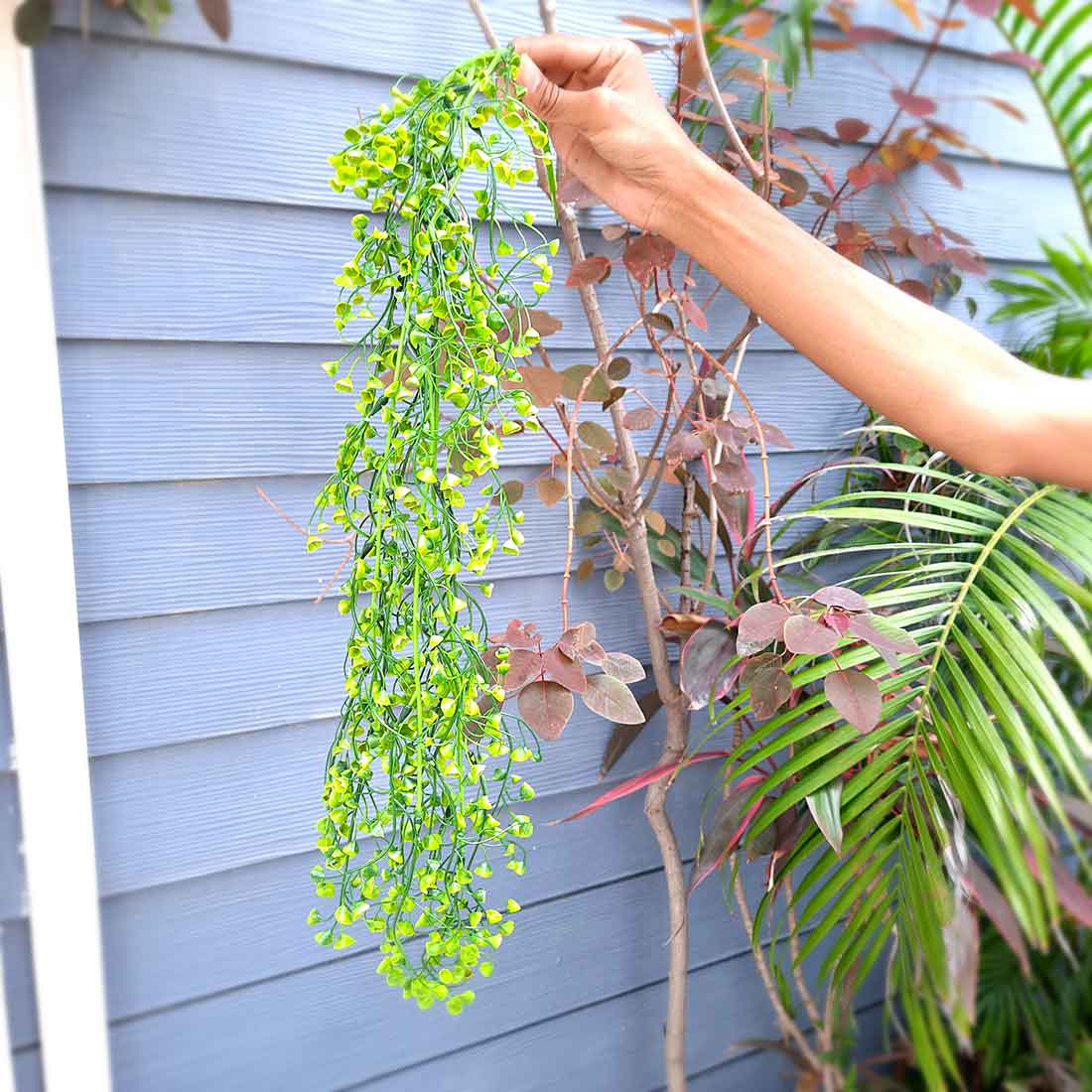 Artificial Plant- Leaf Plant with Metal Stand - For Home & Wall Decor - ApkaMart