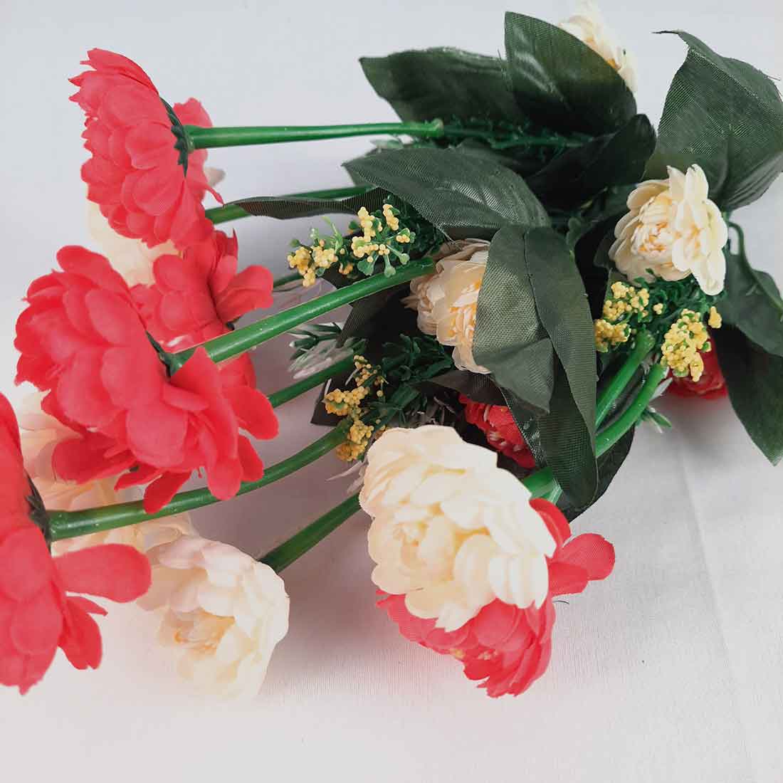 Artificial Flower Bunch- Apkamart #color_White & Pink