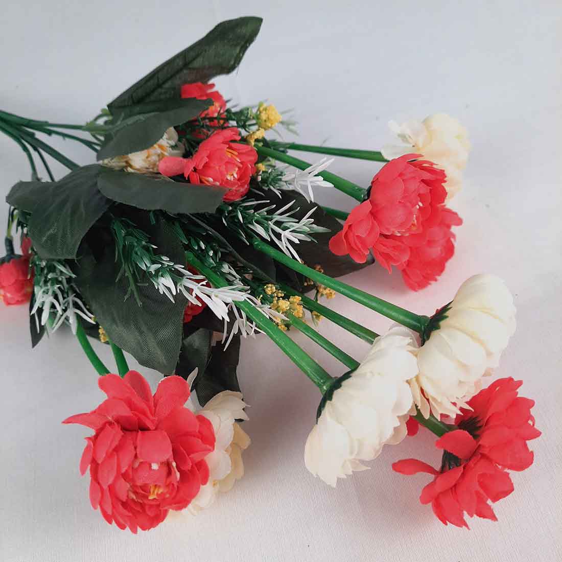Artificial Flower Bunch- Apkamart #color_White & Pink