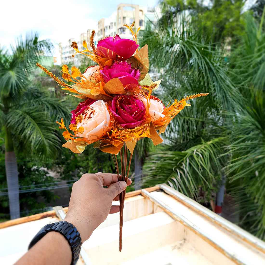 Artificial Flower Plants- Apkamart #color_Dark Pink