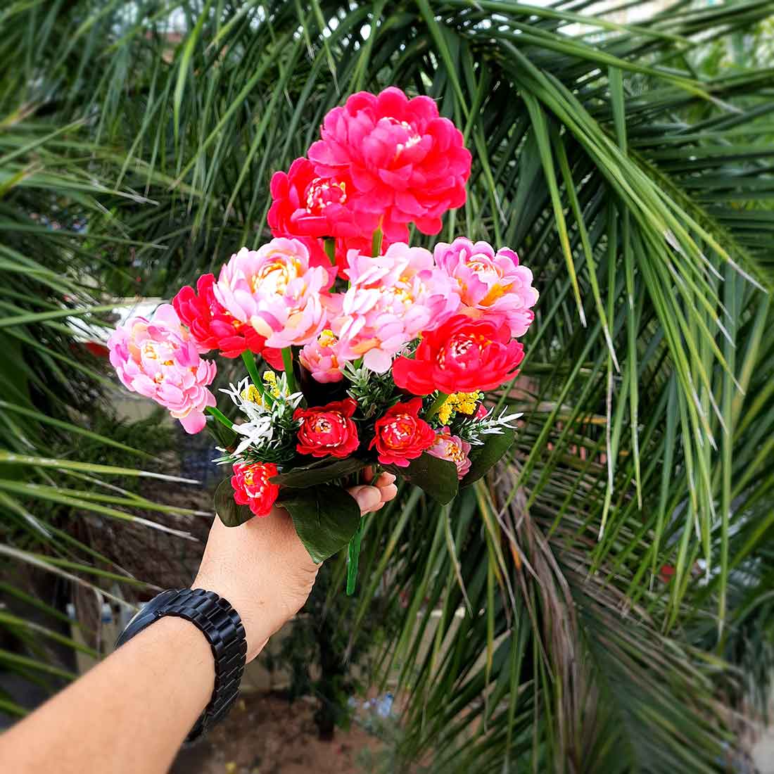 Artificial Flower Bunch- Apkamart #color_Pink