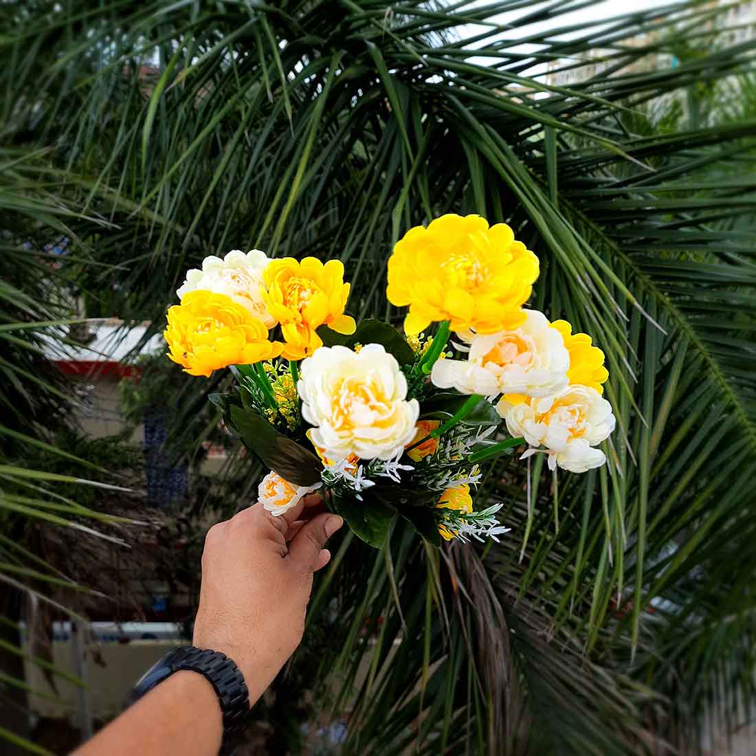 Artificial Flower Bunch- Apkamart #color_Yellow