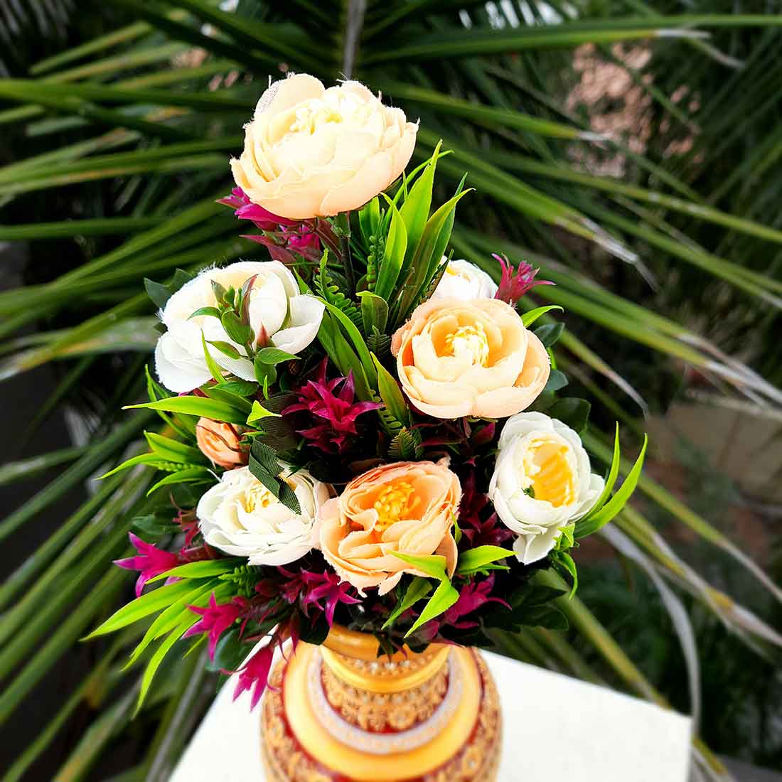 Artificial Flowers Bunch- Apkamart #color_Peach