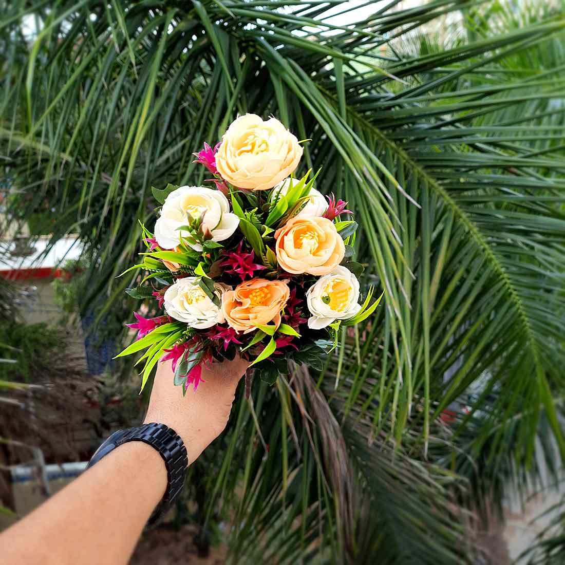 Artificial Flowers Bunch- Apkamart #color_Peach