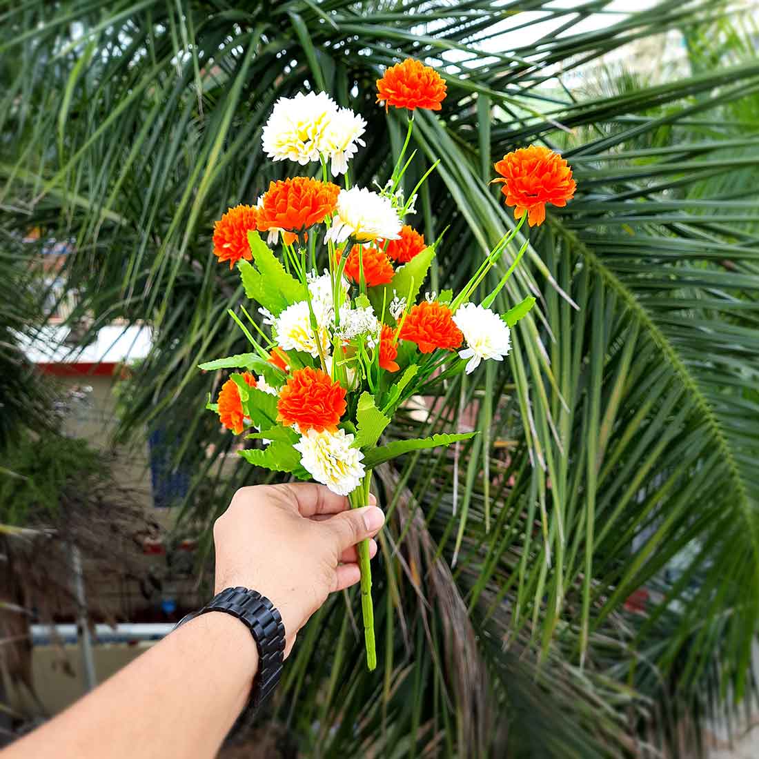 Artificial Flowers Bunch- Apkamart #color_Orange