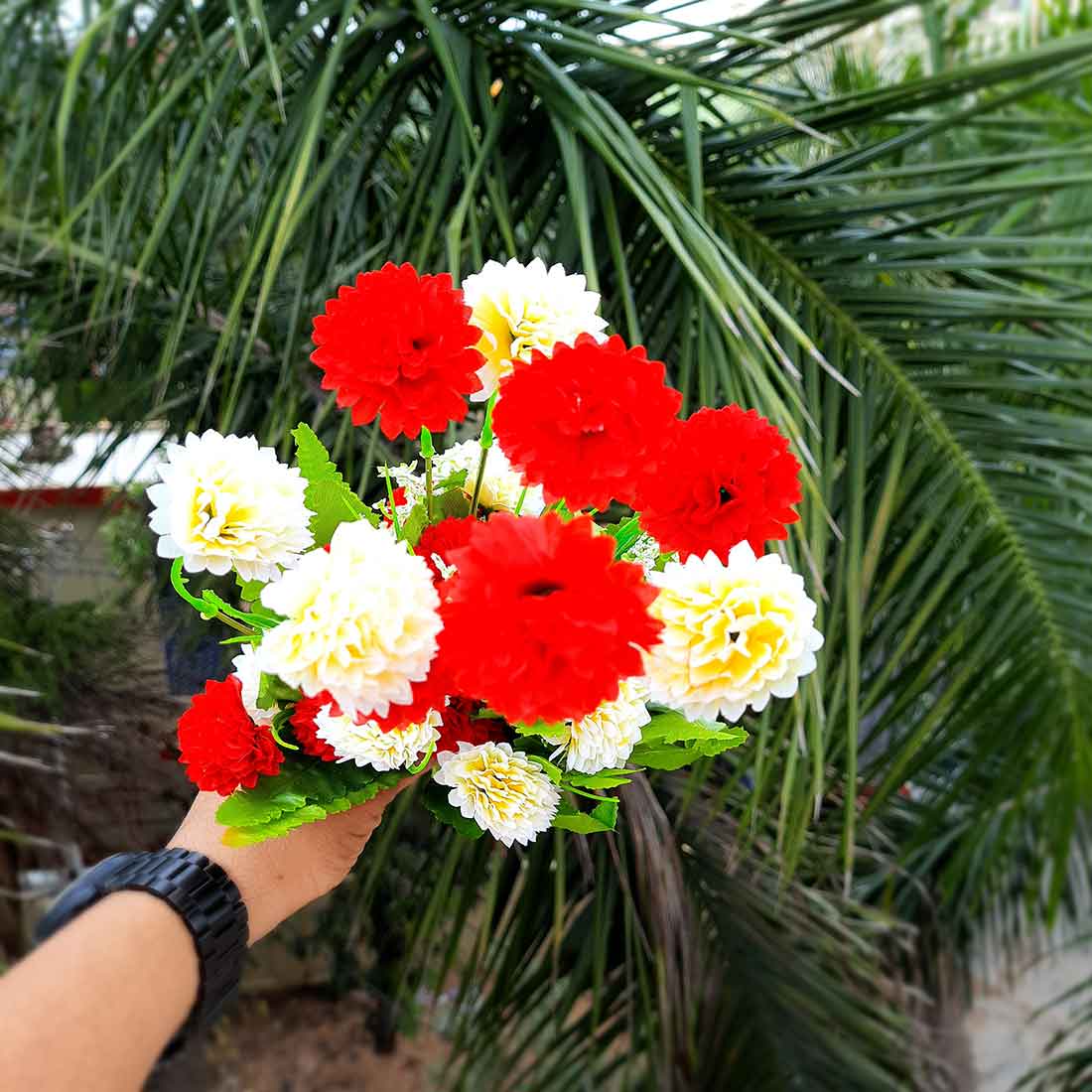 Artificial Flowers Bunch- Apkamart #color_Red