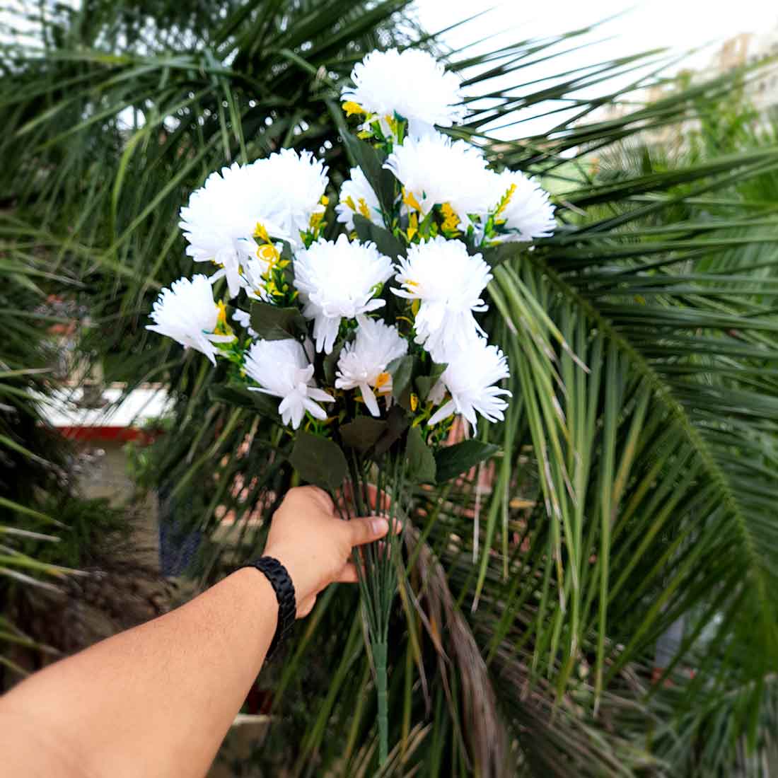 Artificial Flowers Bunch- Apkamart #color_White