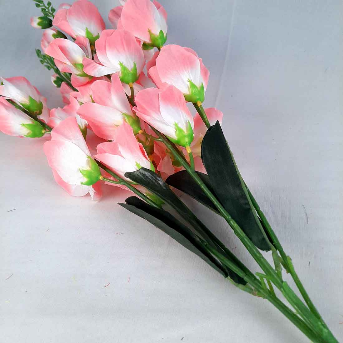 Artificial Flowers Bunch- Apkamart #color_White & Pink