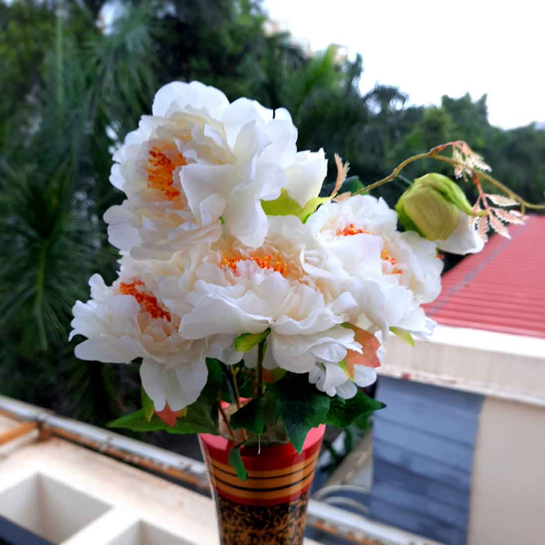 Artificial Flowers Bunch- Apkamart #color_White