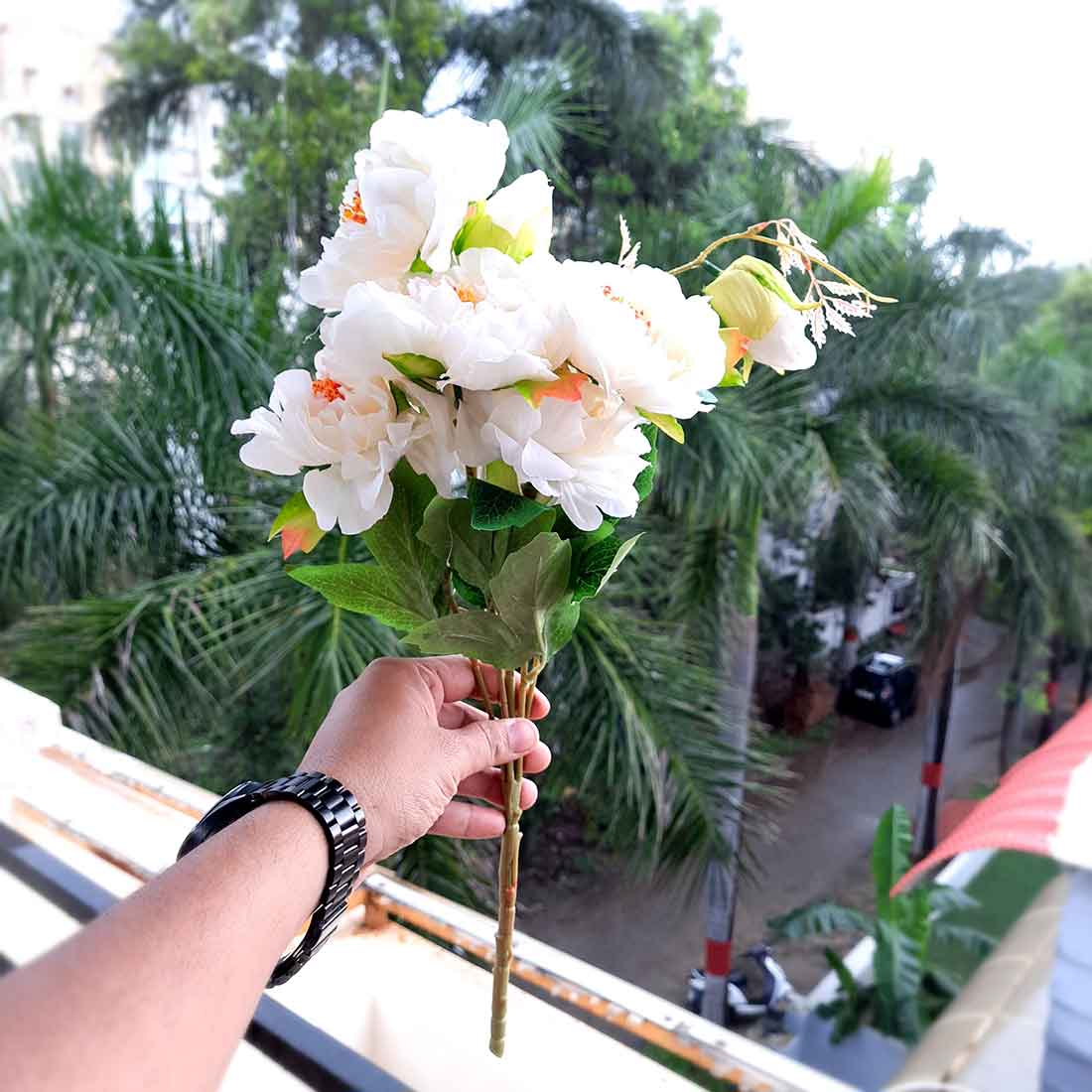 Artificial Flowers Bunch- Apkamart #color_White