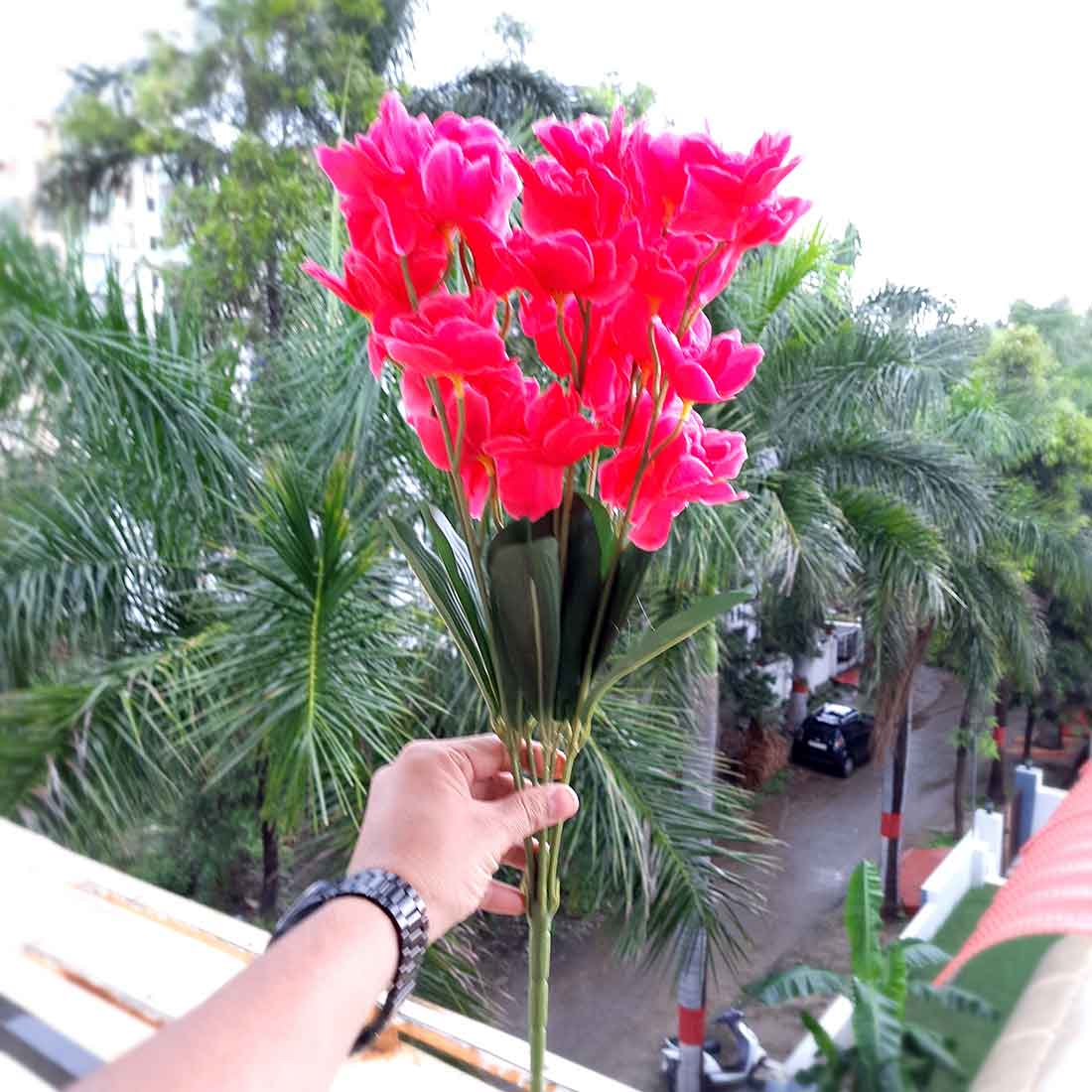 Artificial Flowers Bunch- Apkamart #color_Red