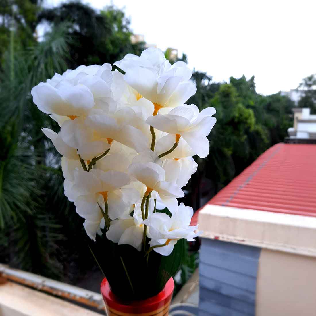 Artificial Flowers Bunch- Apkamart #color_White