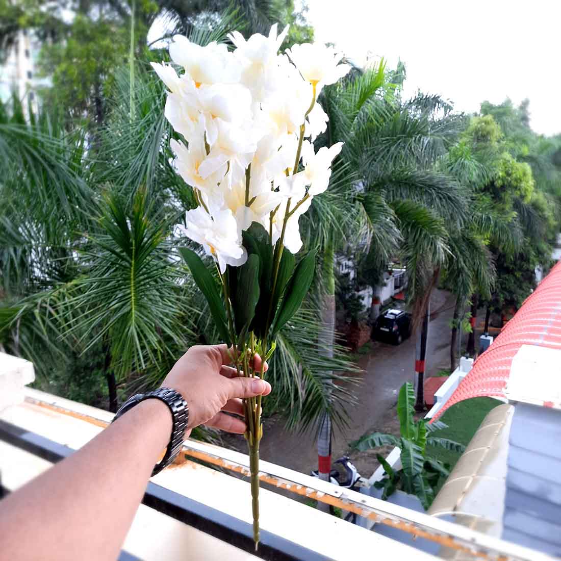 Artificial Flowers Bunch- Apkamart #color_White