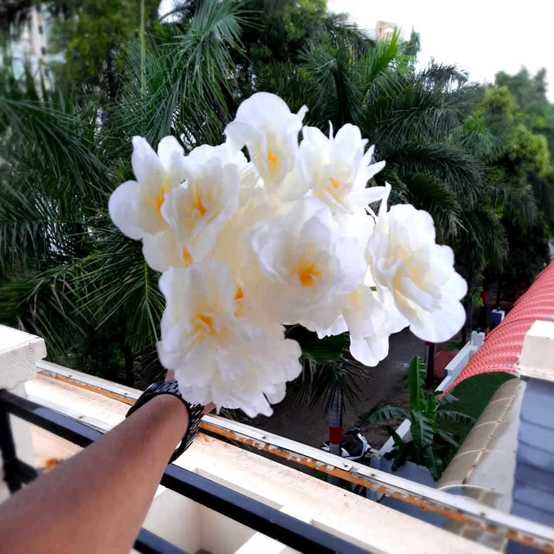 Artificial Flowers Bunch- Apkamart #color_White