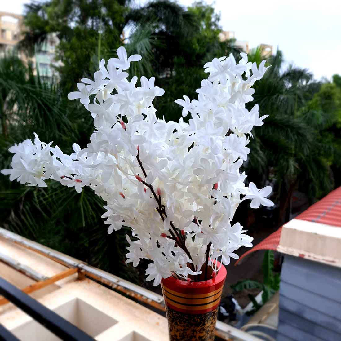 Artificial Flowers Bunch- Apkamart #color_White