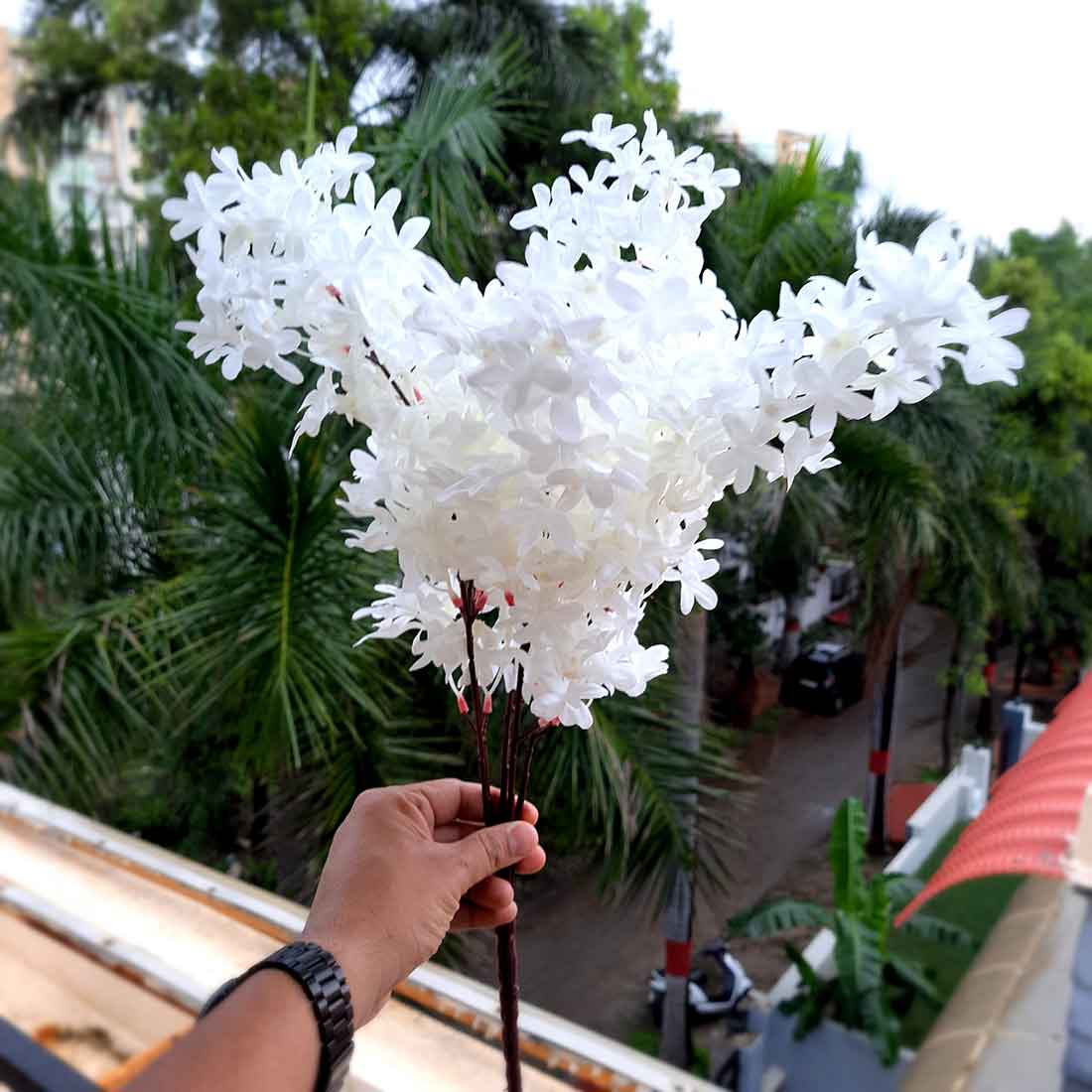 Artificial Flowers Bunch- Apkamart #color_White