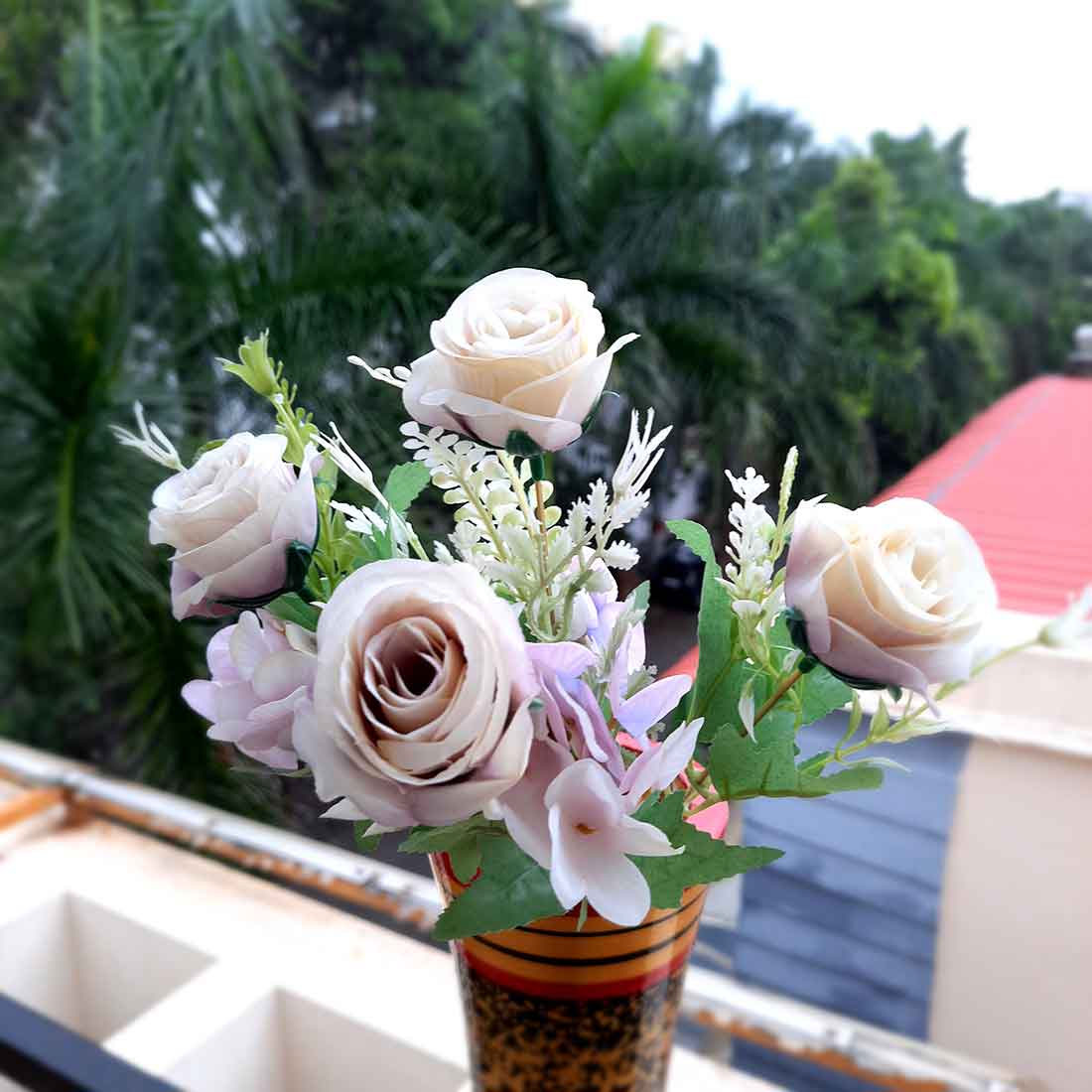 Artificial Flowers Bunch- Apkamart #color_Cream