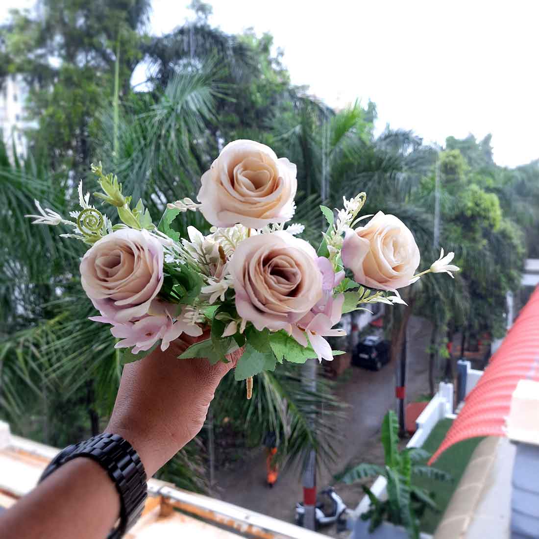 Artificial Flowers Bunch- Apkamart #color_Cream