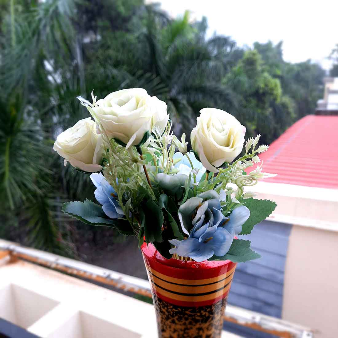 Artificial Flowers Bunch- Apkamart #color_White