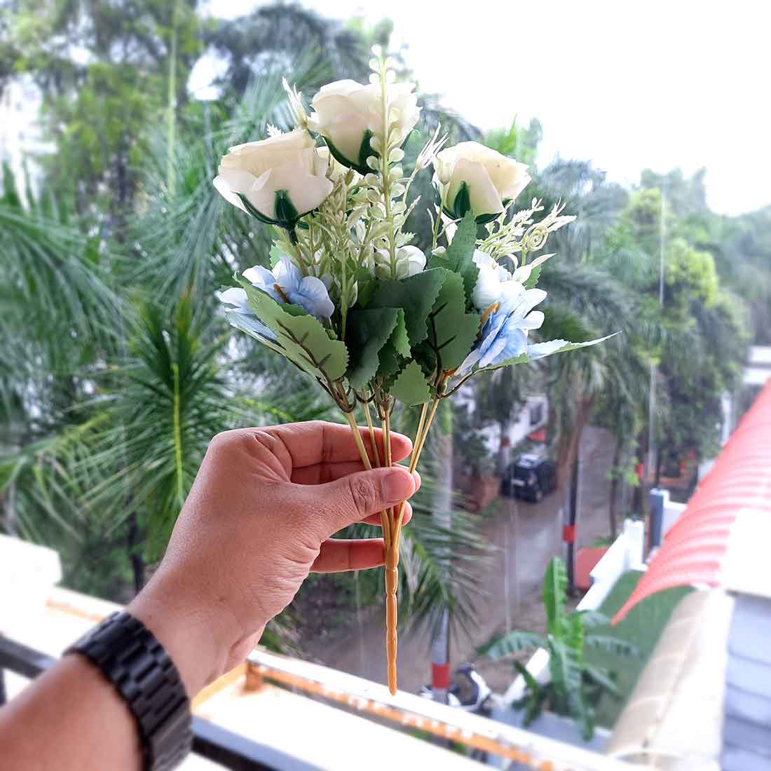 Artificial Flowers Bunch- Apkamart #color_White