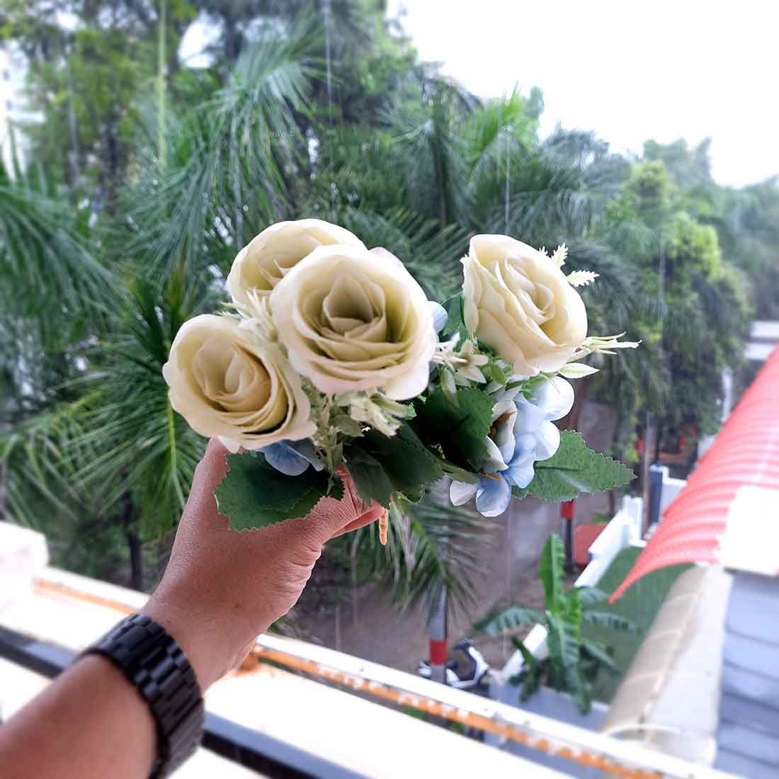 Artificial Flowers Bunch- Apkamart #color_White