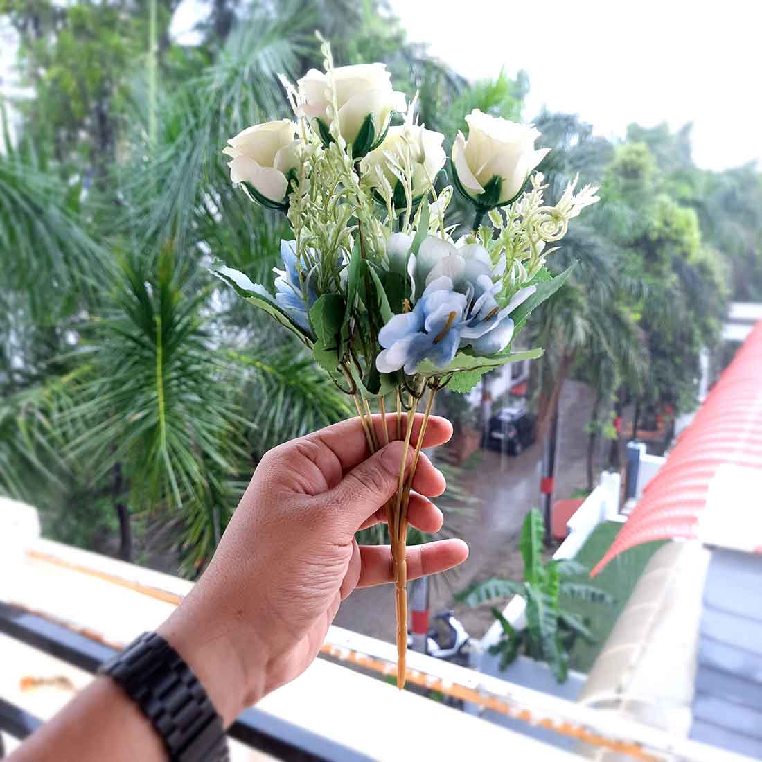 Artificial Flowers Bunch- Apkamart #color_White