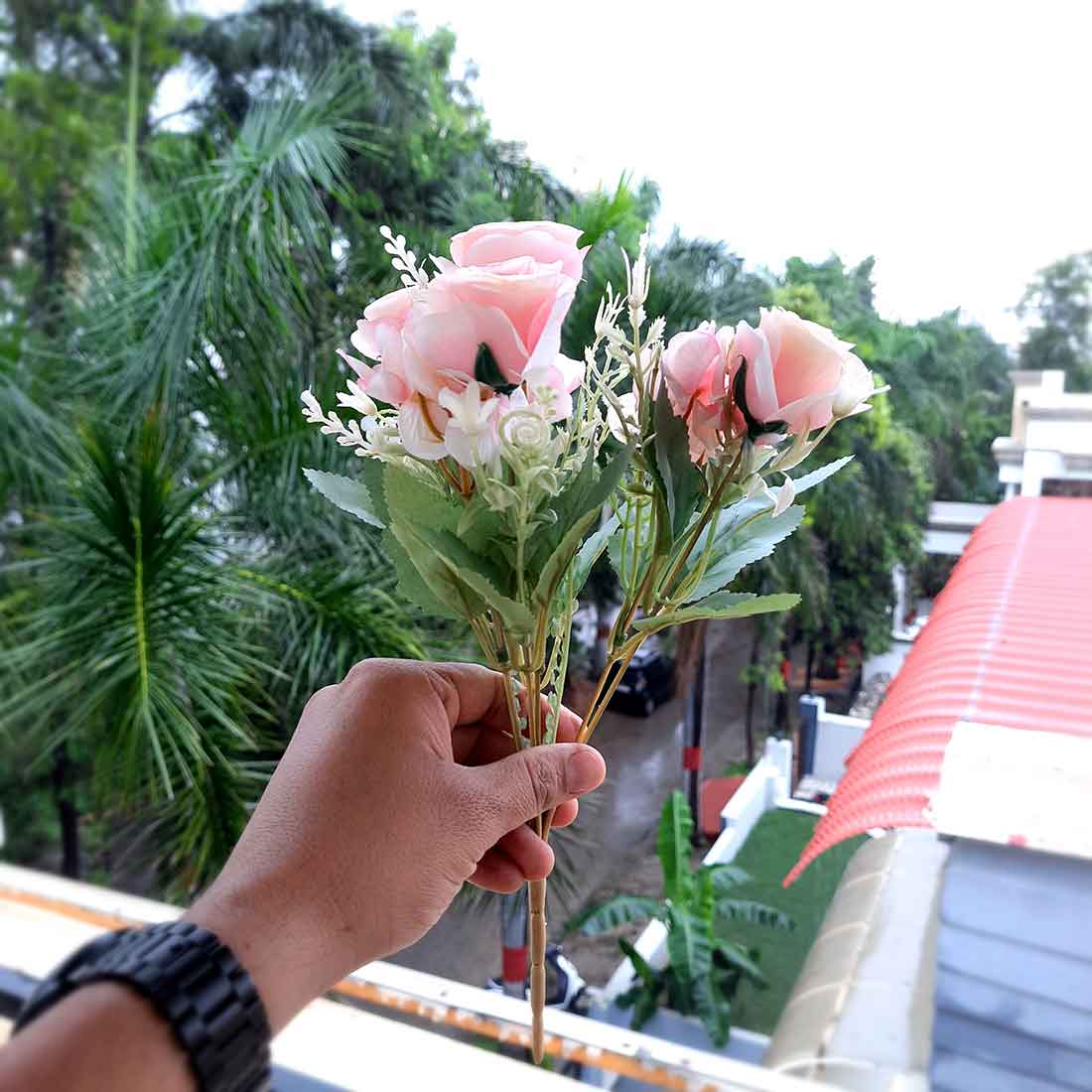 Artificial Flowers Bunch- Apkamart #color_Peach