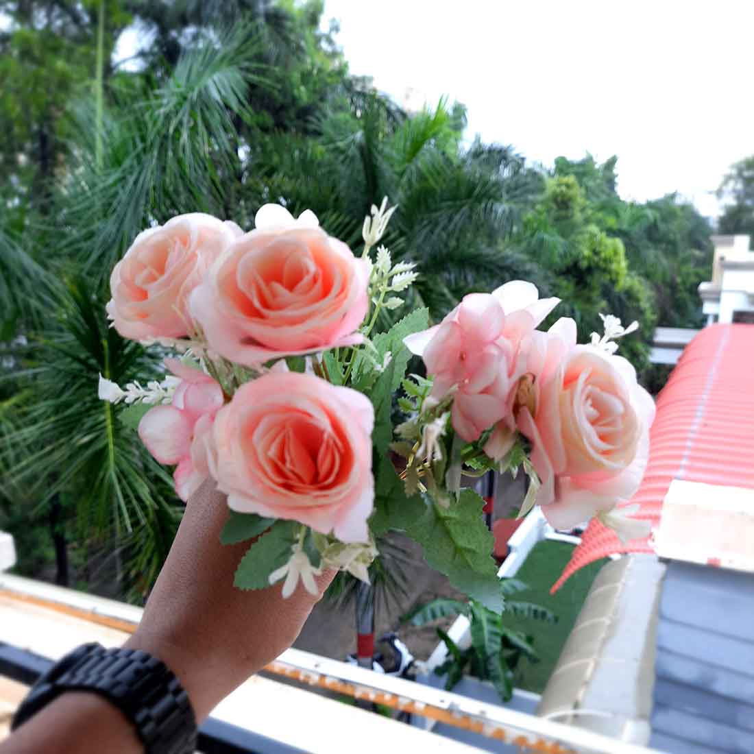 Artificial Flowers Bunch- Apkamart #color_Peach