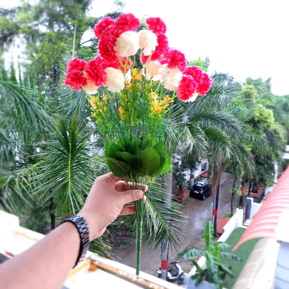 Artificial Flowers Bunch- Apkamart #color_Dark Pink