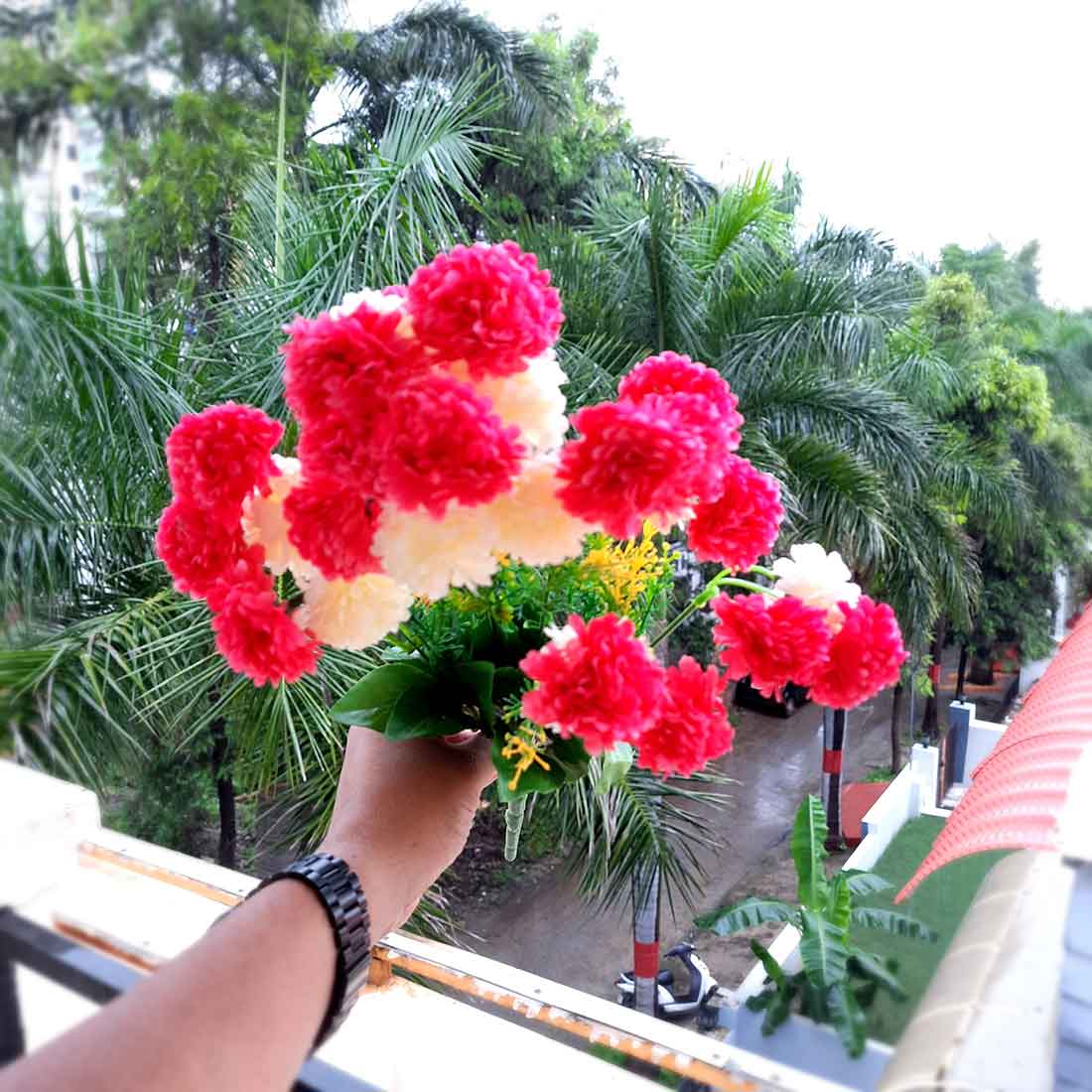 Artificial Flowers Bunch- Apkamart #color_Dark Pink