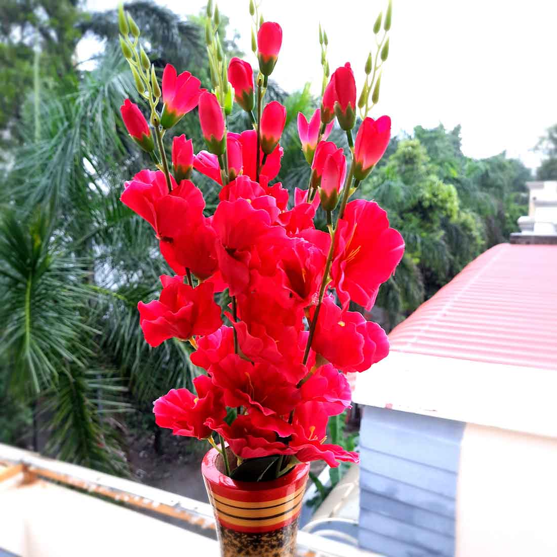 Artificial Flowers Bunch- Apkamart #color_Red