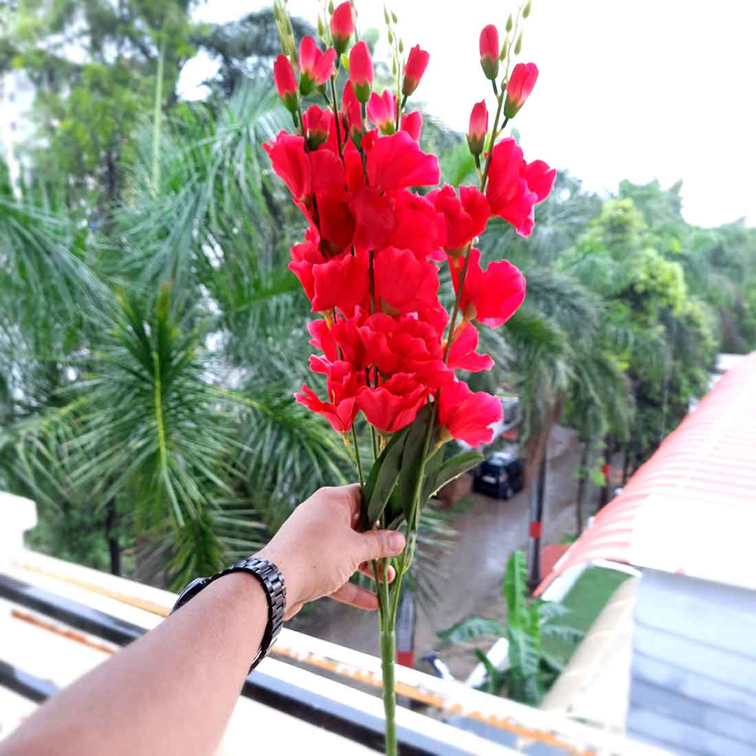 Artificial Flowers Bunch- Apkamart #color_Red