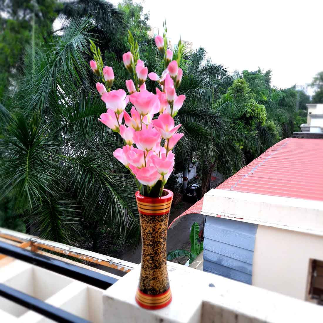 Artificial Flowers Bunch- Apkamart #color_White & Pink