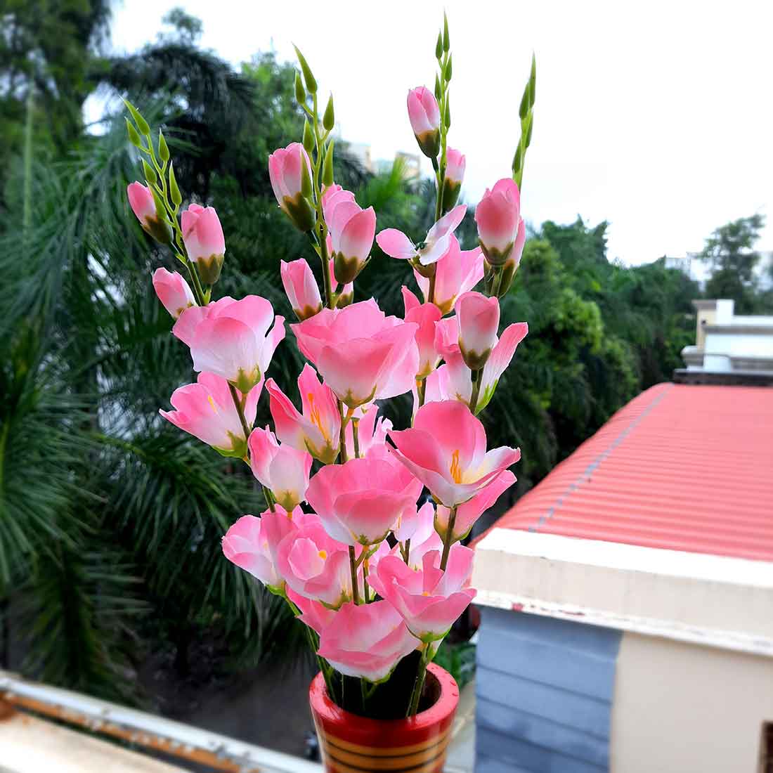 Artificial Flowers Bunch- Apkamart #color_White & Pink