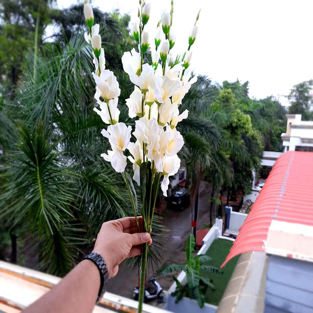 Artificial Flowers Bunch- Apkamart #color_White