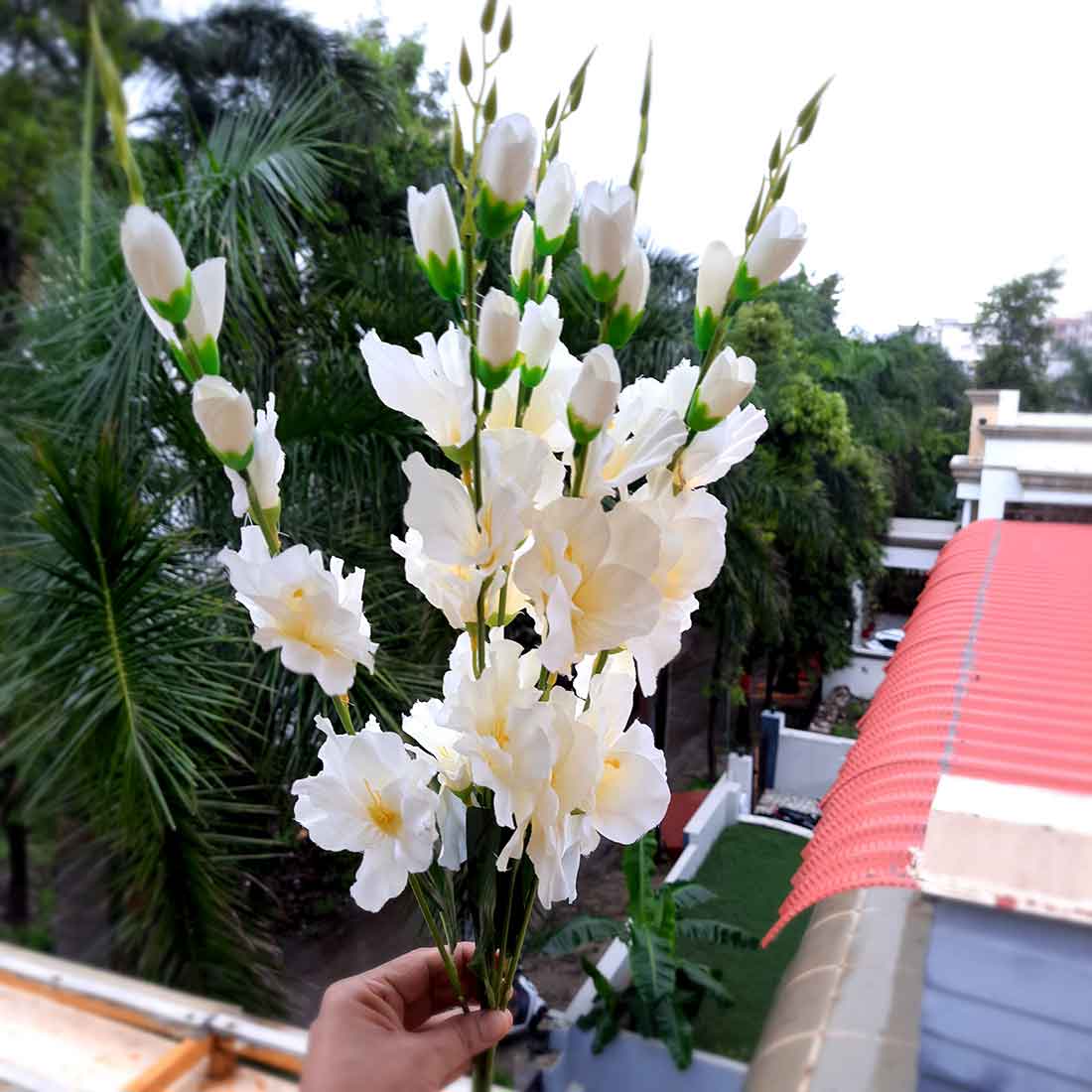 Artificial Flowers Bunch- Apkamart #color_White