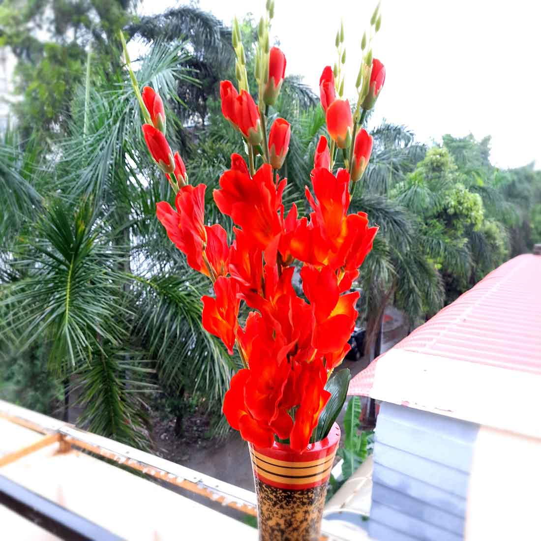 Artificial Flowers Bunch- Apkamart #color_Yellow & Red