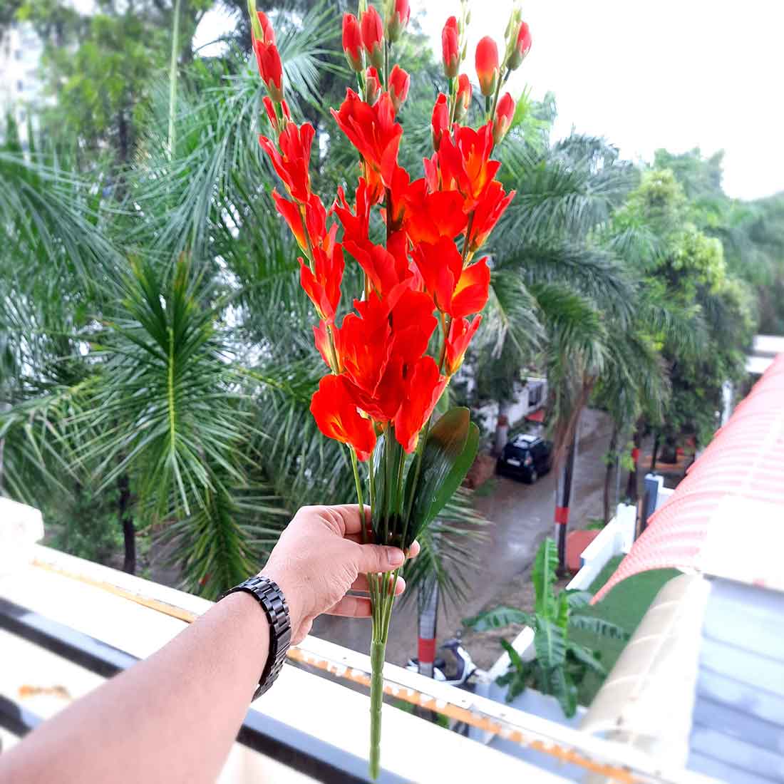 Artificial Flowers Bunch- Apkamart #color_Yellow & Red