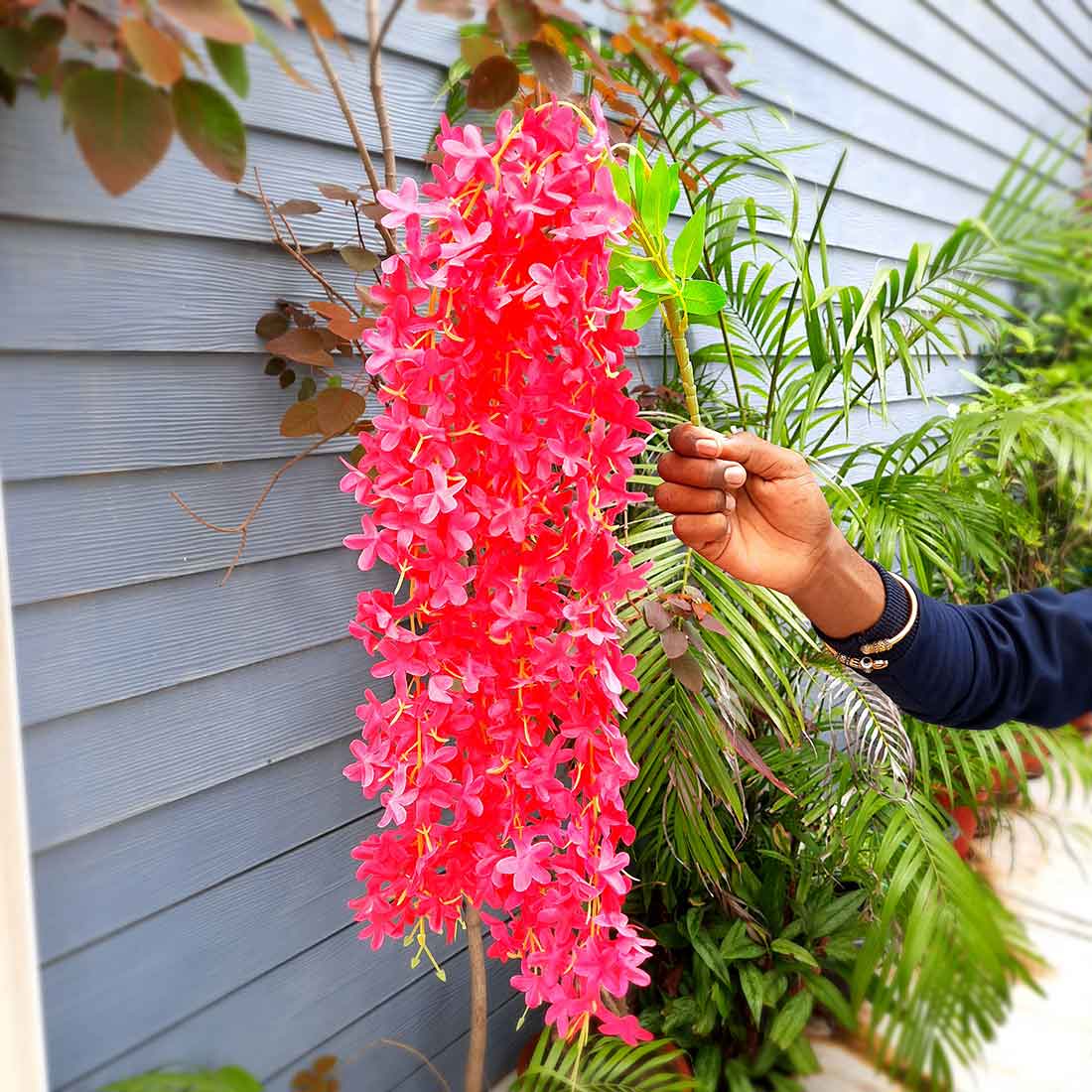 Artificial Wall Hanging Plants- Apkamart #color_Pink